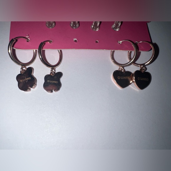NWT sanrio earrings set of 4 my melody pearl hearts flowers card gift girls lot - Picture 4 of 4